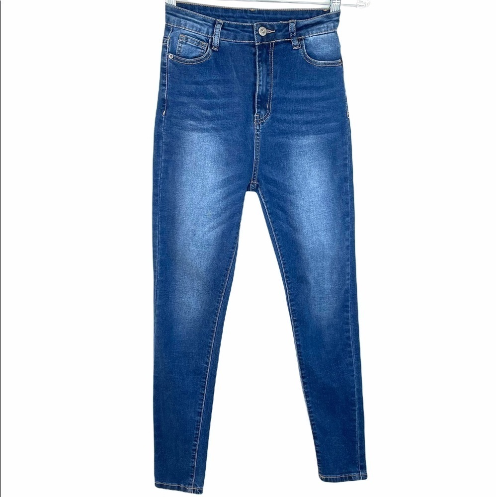 Shein Blue Denim High Waited Skinny Jean Sz XS